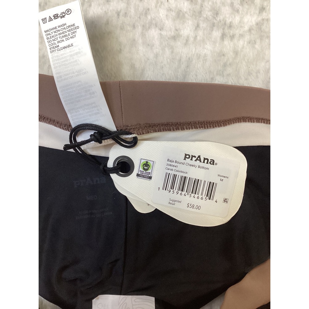 Prana Baja Bound Bikini Set Carob Colorblock Adjustable Top Cheeky Bottom M NEW - Picture 4 of 5